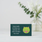 Grüne Katzen-Visitenkarten Visitenkarte (Stehend Vorderseite)