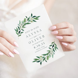 Grüne Keine Foto Save the Date Karte