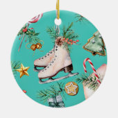 Grüne Kekse am Weihnachtssee Skate Keramik Ornament (Hinten)