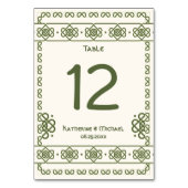 Grüne keltische Knochen Hochzeiten Tischnummern (Rückseite)
