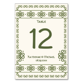 Grüne keltische Knochen Hochzeiten Tischnummern