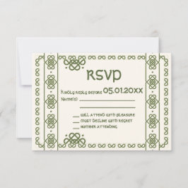 Grüne keltische Knochen Hochzeitskarten RSVP Karte