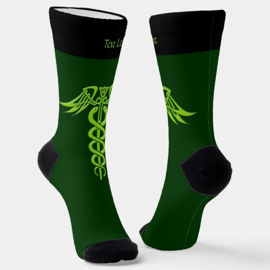 Grüne keltische Knot Caduceus Socken (Gewinkelt)