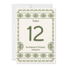 Grüne keltische Knoten große Tischnummern