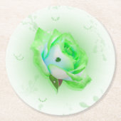 Grüne keltische Rose Runder Pappuntersetzer (Vorderseite)