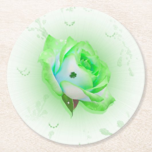 Grüne keltische Rose Runder Pappuntersetzer (Vorderseite)