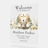 Grüne Kerzen Boy Taufe Begrüßungszeichen Acrylschild (Winkel)