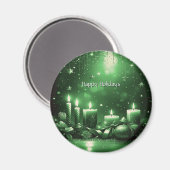 Grüne Kerzen Weihnachts-Feiertags-Magnet Magnet (Vorderseite/Rückseite)