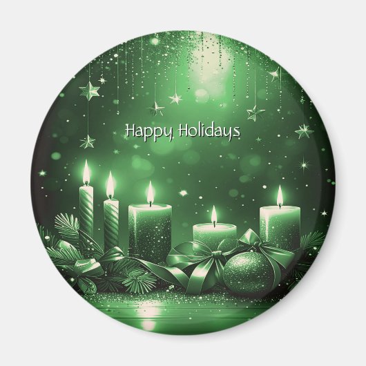 Grüne Kerzen Weihnachts-Feiertags-Magnet Magnet (Vorne)