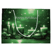 Grüne Kerzen Weihnachts-Geschenktüte Große Geschenktüte (Rückseite)