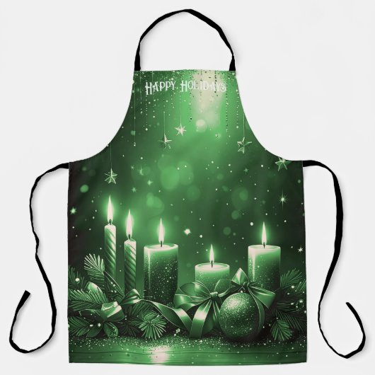 Grüne Kerzen Weihnachtsfeiertag Apron Schürze (Vorderseite)