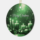 Grüne Kerzen Weihnachtsfeiertag Ornament (Links)