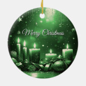 Grüne Kerzen Weihnachtsfeiertag Ornament (Hinten)