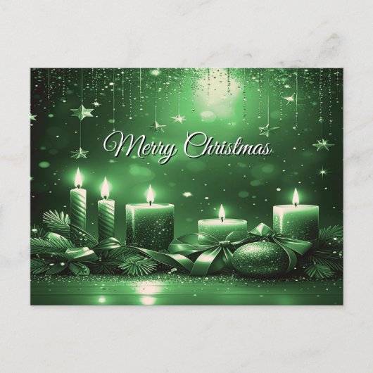 Grüne Kerzen Weihnachtsfeiertag Postkarte (Vorderseite)
