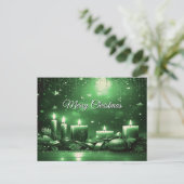Grüne Kerzen Weihnachtsfeiertag Postkarte (Stehend Vorderseite)