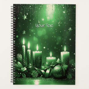 Grüne Kerzen Weihnachtsfeiertagsplaner Planer