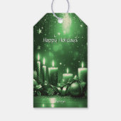 Grüne Kerzen Weihnachtsgeschenk-Anhänger Geschenkanhänger (Rückseite)