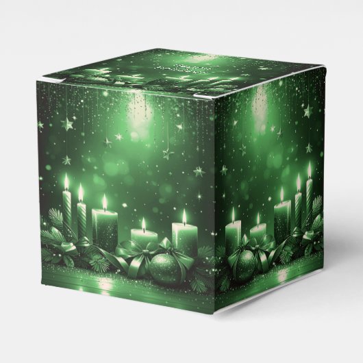 Grüne Kerzen Weihnachtsgeschenkbox Geschenkschachtel (Vorderseite)