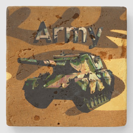 Grüne Khaki-Armee-Panzer, Stein-Untersetzer Steinuntersetzer (Vorderseite)