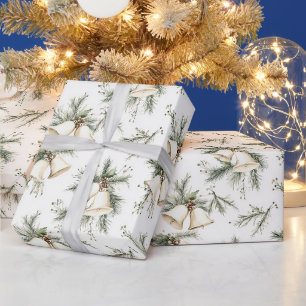 Grüne Kiefer Creme Glocken Weihnachten Geschenkpapier