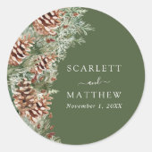 Grüne Kiefer Runder Aufkleber (Vorderseite)