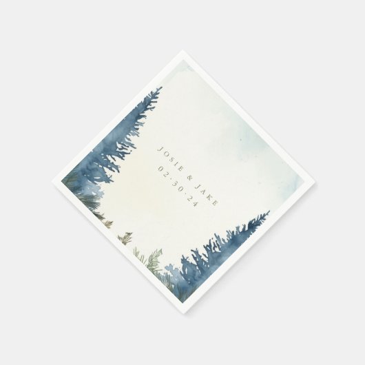 Grüne Kiefernbäume Serviette (Ecke)