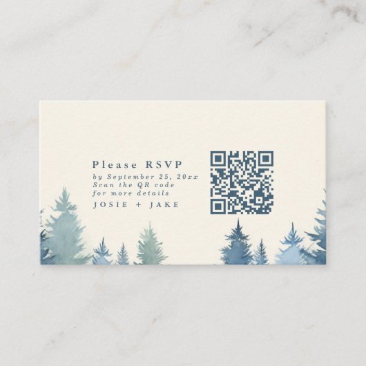 Grüne Kiefernbäume uAwg qr-Code Begleitkarte (Vorderseite)