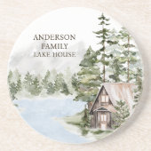 Grüne Kiefernwälder Familienhaus Getränkeuntersetzer (Vorne)