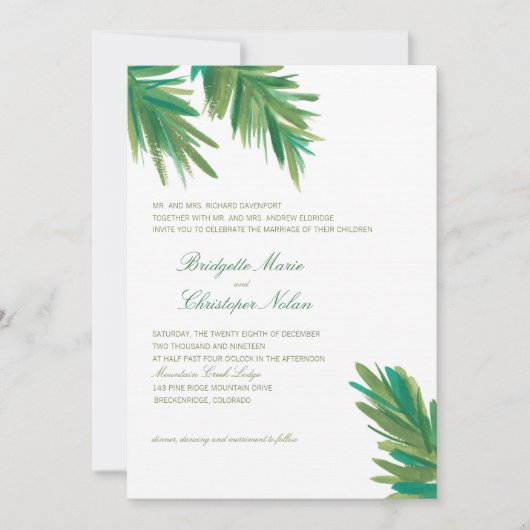 Grüne Kiefernwälder | Hochzeit Einladung (Vorderseite)