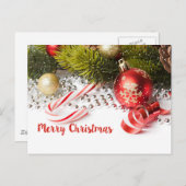 Grüne Kiefernzweig und rote Lanterns Illustration Postkarte (Vorne/Hinten)