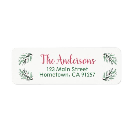 Grüne Kiefernzweige Rücksendeadressen-Aufkleber (Vorne)
