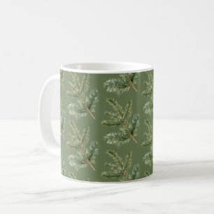 Grüne Kiefernzweige Weihnachten Kaffeetasse