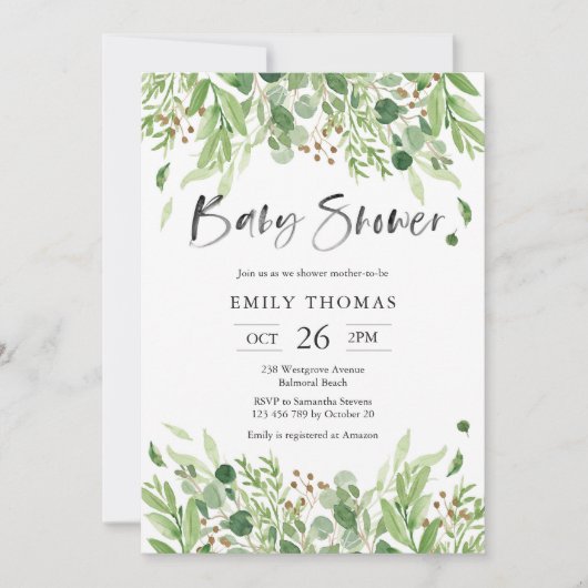 Grüne Kinderdusche Einladung (Vorderseite)