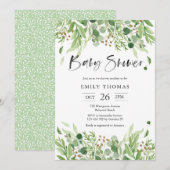 Grüne Kinderdusche Einladung (Vorne/Hinten)