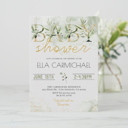 Grüne Kinderdusche Einladung (Stehend Vorderseite)