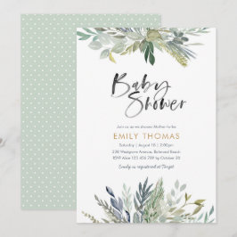 Grüne Kinderdusche Einladung - geschlechtsneutral