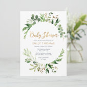 Grüne Kinderdusche Einladung - geschlechtsneutral (Stehend Vorderseite)