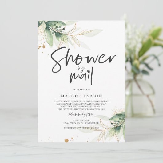 Grüne Kinderdusche per Mail Einladung (Stehend Vorderseite)