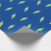 Grüne Kinderrakete Geschenkpapier (Ecke)