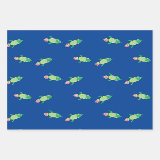 Grüne Kinderrakete Geschenkpapier Set (Vorderseite 2)