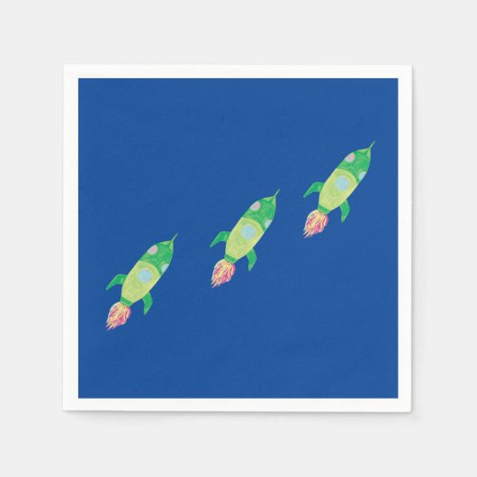 Grüne Kinderraketen Serviette (Vorderseite)