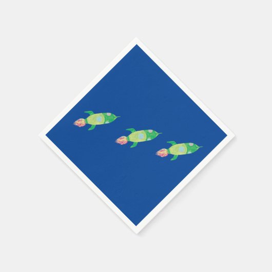 Grüne Kinderraketen Serviette (Ecke)
