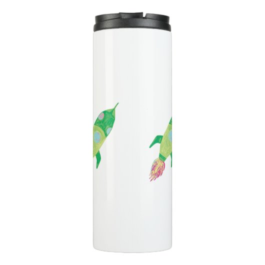 Grüne Kinderraketen Thermosbecher (Rückseite)