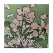 Grüne Kirschblüte Fliese (Vorderseite)
