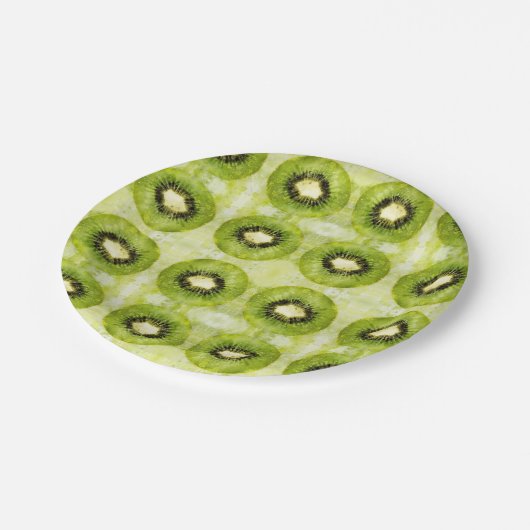 Grüne Kiwi-Papierplatte Pappteller (Schrägansicht)