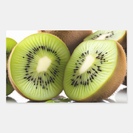 Grüne Kiwi Rechteckiger Aufkleber (Vorderseite)