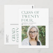 Grüne Klasse 2024 Moderner Minimalistischer Abschl Postkarte (Vorne/Hinten)