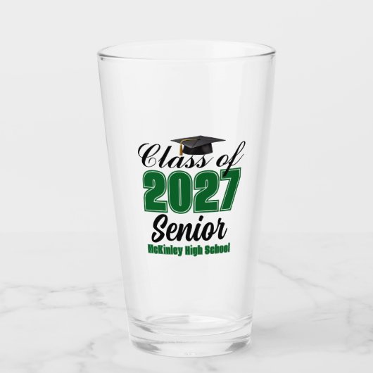 Grüne Klasse 2027 Senior Custom High School Glas (Vorderseite)