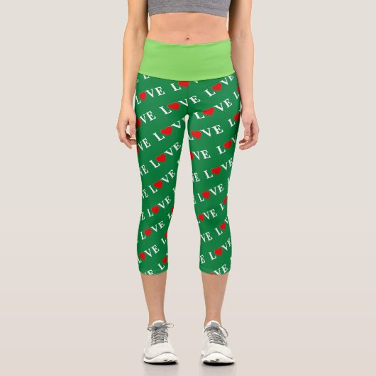 Grüne klassische Liebe Herzstück Elegante Wälder G Capri Leggings (Vorderseite)