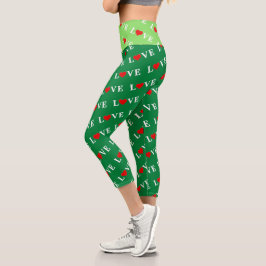 Grüne klassische Liebe Herzstück Elegante Wälder G Capri Leggings